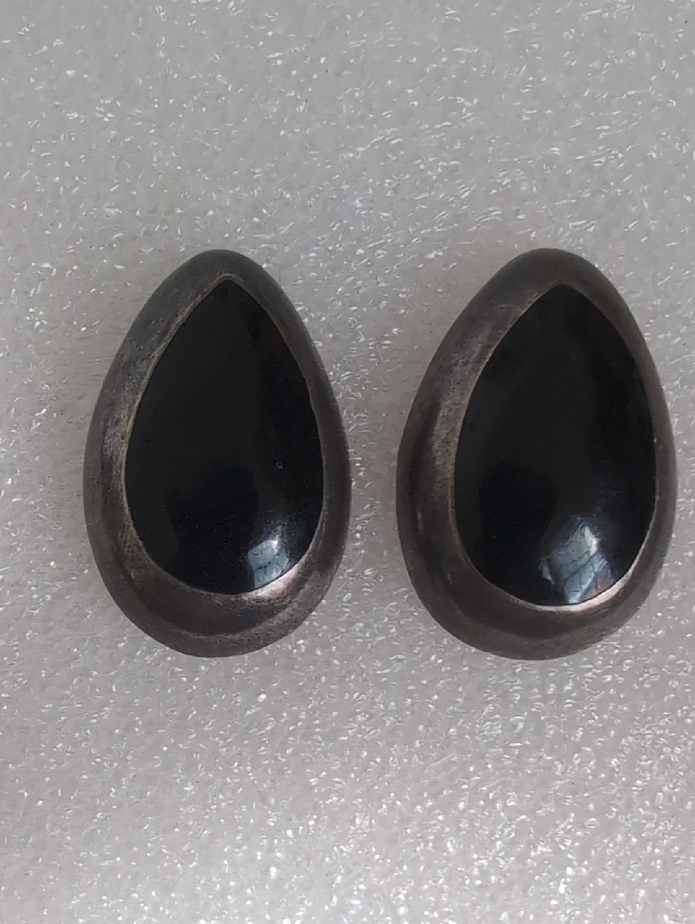 Teardrop Black Onyx Sterling Silver Earrings